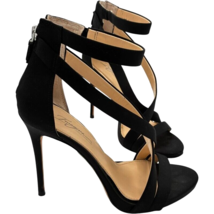 Imagine Vince Camuto Devin Women&#39;s 7M Strappy Black Satin Zip-up 4.25 in... - $38.09