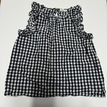Crewcuts Girls Navy Blue White Gingham Checkered Ruffled Top Size Small ... - £17.03 GBP