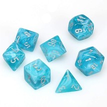 D7 Die Set Dice Cirrus Polyhedral (7 Dice/Aqua/Silver) - £46.47 GBP