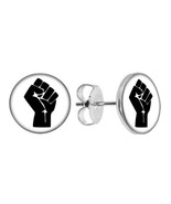 RAISED FIST EARRINGS 10mm Black Lives Matter BLM Power Salute Stainless ... - $127.95 MXN