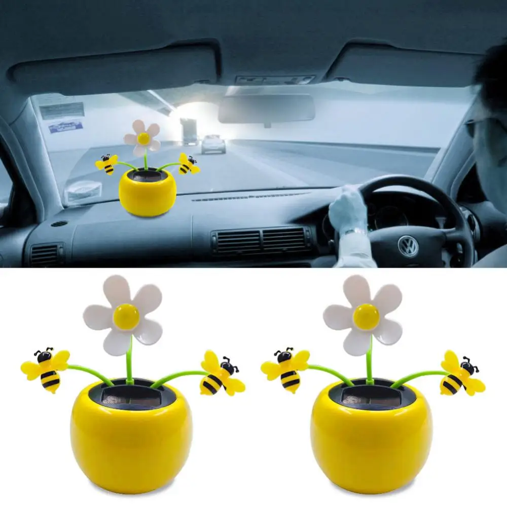 Hot Creative Plastic Solar Power Flower Car Ornament Flip Flap Pot Swing... - £12.63 GBP
