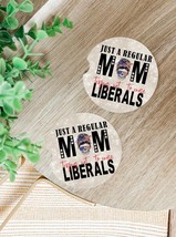 Just a Regular Mom Trying not to Raise Liberals Ceramic Car Coaster - 2 pack - £9.43 GBP