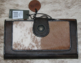 Myra Bags #6974 Hairon, Leather 8&quot;x1&quot;x4.5&quot; JeePee Wallet~Zip Pockets~Slots~RFID~ - £38.37 GBP