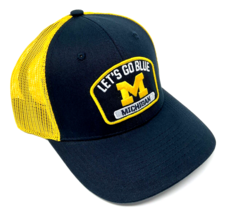 UNIVERSITY OF MICHIGAN WOLVERINES LOGO BLUE YELLOW MESH TRUCKER SNAPBACK... - £17.12 GBP