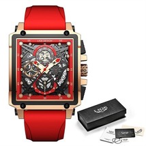 LIGE Men Watch Montre Homme Silicone Red - £38.08 GBP