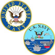 CH1331 Blue U.S. Navy Logo and Ships Challenge Coin (1-3/4&#39;&#39;) - £9.96 GBP