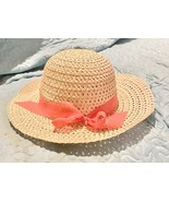 Women Garden Straw Hat With Pink Bow And Ribbon 7-8 Inch Inside Diameter - €13,10 EUR