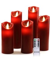 Candles Flameless Candles red H(5.5&quot; 6&quot; 6.5&quot; 7&quot; 8&quot;) D:2.2 Remote Control with 24 - £14.90 GBP