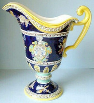 Gien Renaissance Blue 11.75&quot; Footed Pitcher Vase Musee Signed #80/500 France New - £316.99 GBP