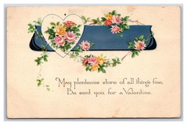 Heart Flowers May All Things Fine Be Sent Valentine Gibson Lines DB Postcard H26 - £2.29 GBP