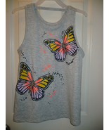 Wonder Nation Girls Swing Tank Top X-LARGE (14-16) Gray With Butterflies - £8.47 GBP