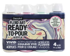 DecoArt Fluid Art Ready-To-Pour Vivid Acrylic Paint, Pack of 4 - £15.68 GBP
