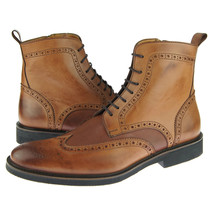 Alex D &quot;Portland&quot; Men&#39;s Dress-Casual Wingtip Leather Boot, Cognac - £117.79 GBP