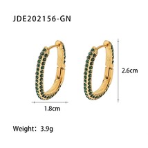 Trendy Full Zircon Gold Silver Blingbling Hoop Earrings Gold PVD Plated Stainles - £15.98 GBP