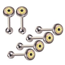 6pcs/lot Punk Eye Logo Tongue Ring Barbell Ball Stud Bars Hypoallergenic Surgica - £9.35 GBP