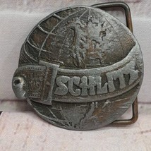 VTG Schlitz Beer Belt Buckle World Globe w/ Banner American Pewter Works - £13.36 GBP