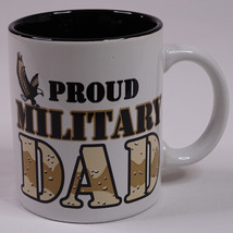 Proud Military Dad Coffee Mug Camo Eagle White Tan &amp; Brown In Color Cera... - $6.85