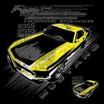 VINTAGE YELLOW boss  ford mustang sports car truck hooded  licensed hoodie sweat - $24.99