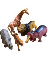 Lot 5 V Toy Animals Plastic Zoo Wildlife Safari Mini Figures Lion Giraff... - $12.67