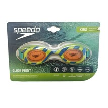Speedo Glide Print Swimming Goggles Flex Fit Anti Fog Pool Blue Green Kids New - $9.92