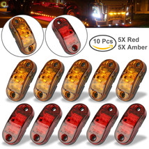 5Pc Amber 5Pc Red Led Car Truck Trailer Rv Oval 2.5&quot; Side Clearance Marker Light - £20.03 GBP