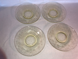 Four Florentine 2 Yellow Saucers Depression Glass - £19.97 GBP