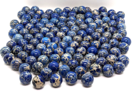 Large Bead Lot Natural Stone Ocean Blue Jasper Loose Beads 10/12 mm Jewelry - £30.95 GBP