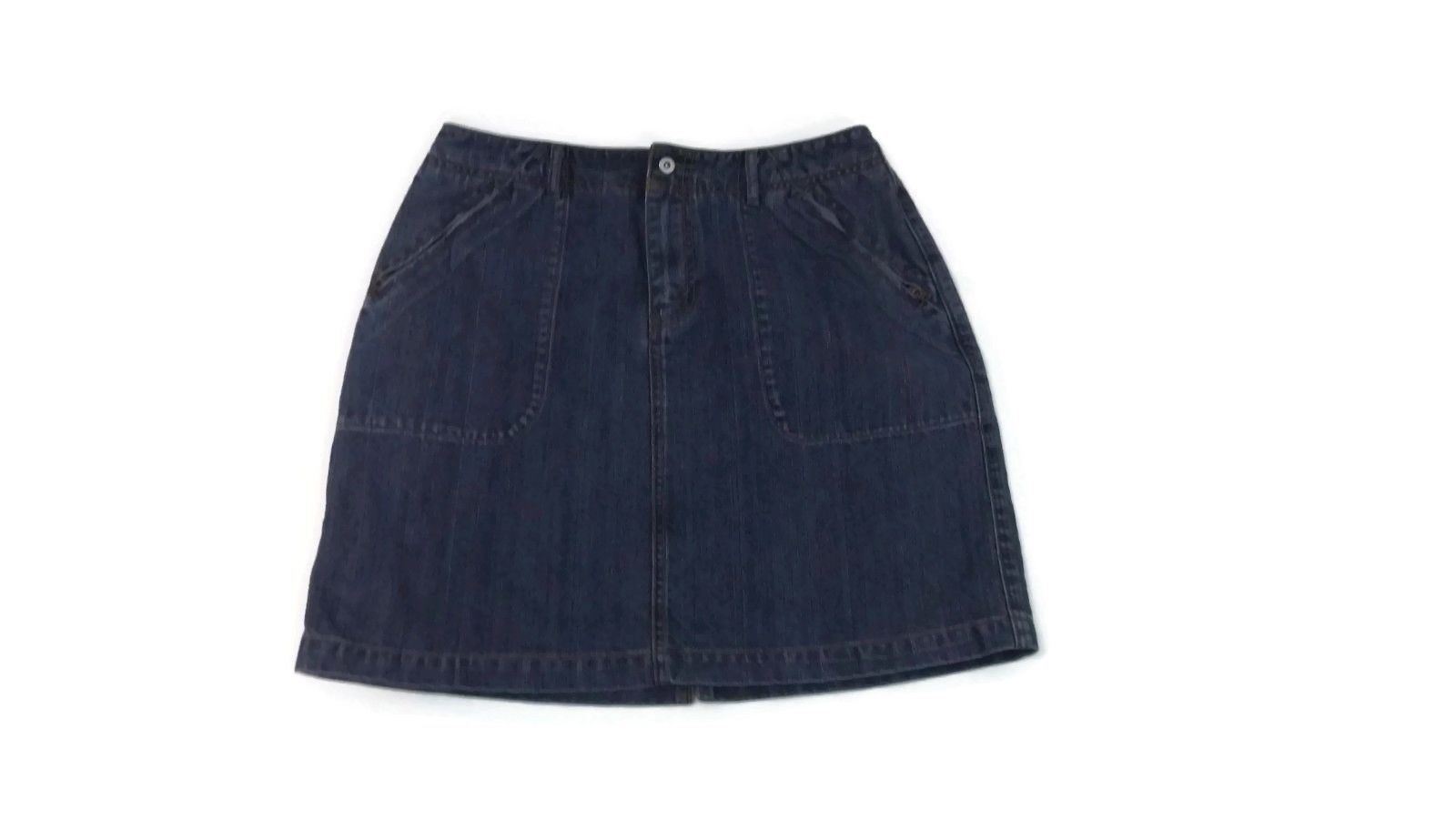 Eddie Bauer Womens Blue Denim Comfy Jean  Skirt Size 8P 8 P Petite - $17.29