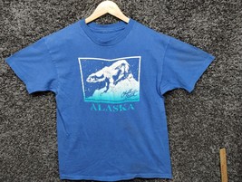 Vintage Alaska Polar Bear Shirt Adult Large Blue Single Stitch Crew Chil... - $27.77