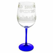 Disney Wine Glass Blue Stem Stemmed Epcot 35th Anniversary 16 Oz. - £31.84 GBP