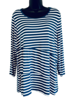 Kim Rogers Pullover Tunic Top Striped Blue Peacock Color Size XL 3/4 Sleeve New - £14.05 GBP