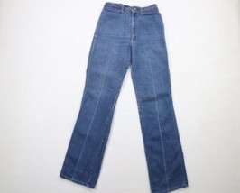 Vintage 70s Streetwear Womens Size 6 Distressed Flared Denim Jeans Blue USA - $39.55