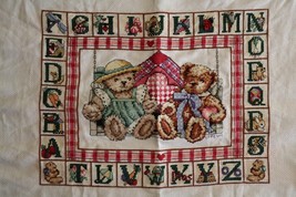 Finished Cross Stitch Bobbie G Designs Teddy Love Alphabet Blocks Completed - $355.18 MXN