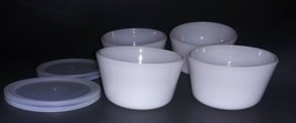 Vtg Glassbake Milk Glass Ramekin Custard Dessert Cups 4oz Four Cups and ... - $13.95