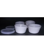 Vtg Glassbake Milk Glass Ramekin Custard Dessert Cups 4oz Four Cups and ... - $13.95