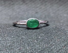 925 Sterling Silver Emerald Ring Natural Emerald Dainty Ring 5x7 mm oval Ring - £26.86 GBP