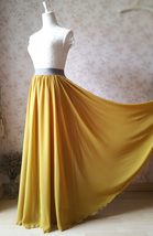 Yellow Rust Maxi Chiffon Skirt Women Summer Custom Plus Size Chiffon Skirt image 2