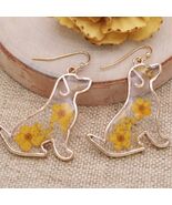 Floral Friend Gold Dog Dried Flower Earrings - $15.84