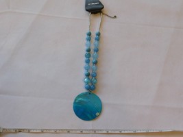 Lane Bryant necklace NEW NOS ONESZ V13069 adjustable Turquoise Silver Tone - £14.20 GBP