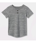 Toddler Boys&#39; 4T Gray Jersey Knit Short Sleeve Henley T-Shirt - Cat &amp; Jack - $12.29 CAD