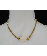 NECKLACE GOLD COLOR BEADS COWRIE SHELL FASHION JEWELRY WOMENS NWT LIGHTW... - $7.99