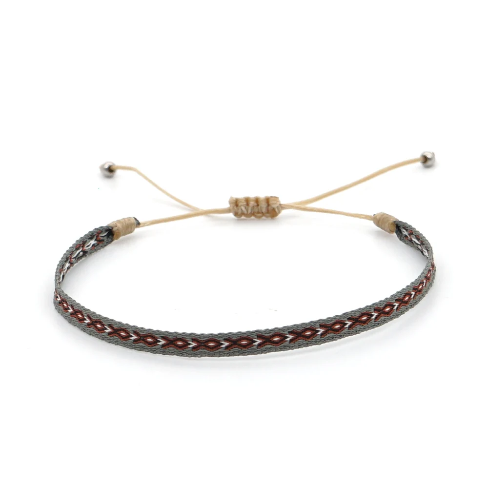 Boho Woven and Weave Pattern Multicolor Handmade Bracelet with Bohimian Bangle S - £16.44 GBP