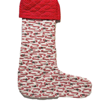 Vintage Handmade Fabric Candy Cane Christmas Stocking Quilted 16 inch - $14.58
