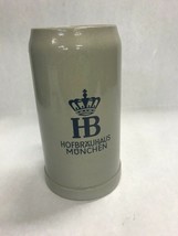 Vintage Large HB Hofbrauhaus München beer stein Germany grey blue 1 lite... - £27.70 GBP
