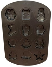 Wilton christmas cookie pan 12 cavity nonstick jello chocolate candy baking mold - $4.95