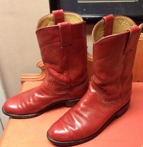 Vtg Women&#39;s Justin L3055 Red Kipskin Western Boots 6 1/2 A Distressed Beauties ! - $98.99