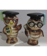 Vintage  Lefton Ceramic Graduation Wise Old Owl Salt Pepper Shaker w/ st... - £12.84 GBP