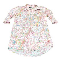 Lauren Ralph Lauren Sleep Shirt Womens XL Pastel Paisley Night Gown Butt... - $56.09