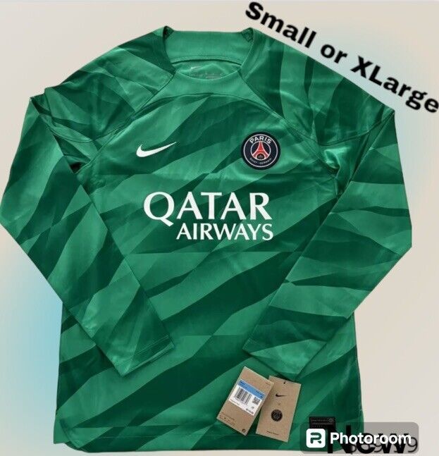 Nike PSG ‘23-‘24 LS Goalkeeper Jersey Men’s S Green DX2637-325 Paris New