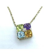 QVC  Gold Plated 925 Silver Necklace with 4 Gemstone Pendant 17&quot;, Marked CS - $33.24